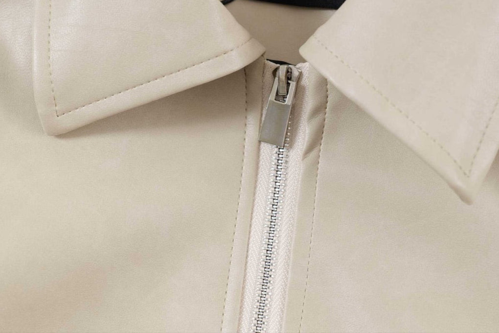 Jacket Cuir Romance Crème