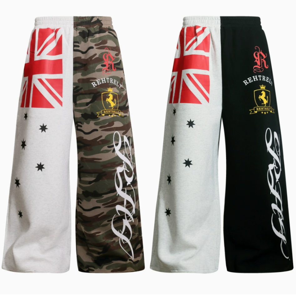 GY American-style patchwork Union Jack flag print sweatpants