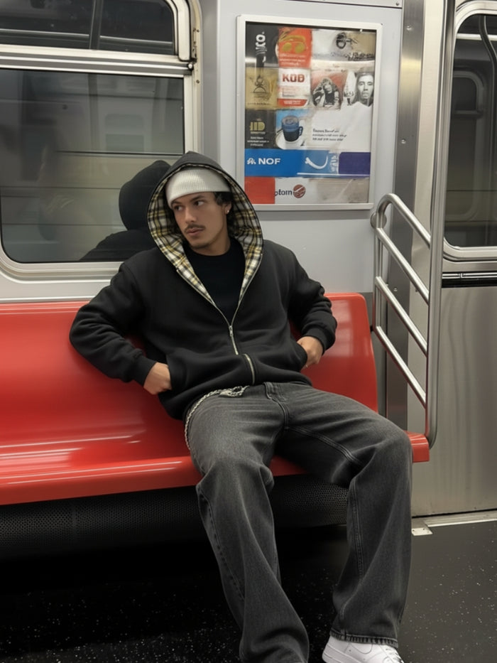 Zip Reversible à Carreaux