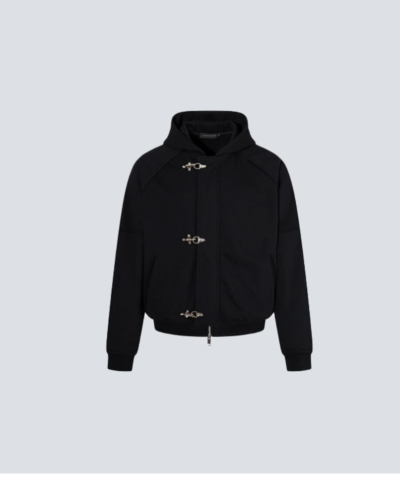 GY metal airplane buckle hooded sweatshirt set,