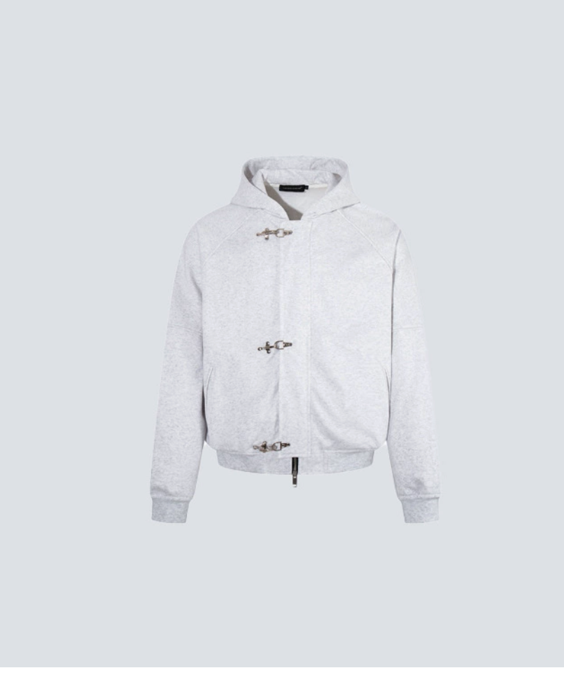 GY metal airplane buckle hooded sweatshirt set,