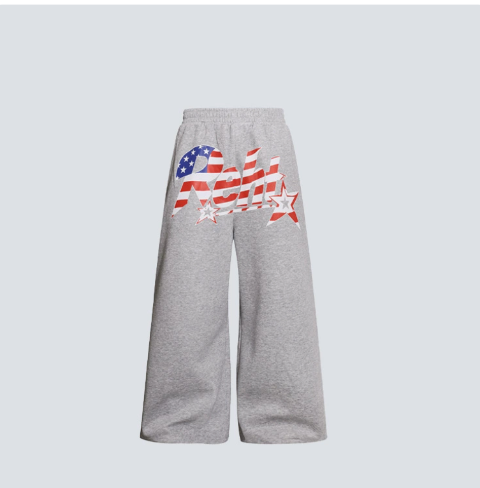 GY American-style star and flag letter print wide-leg sweatpants with e