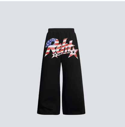 GY American-style star and flag letter print wide-leg sweatpants with e