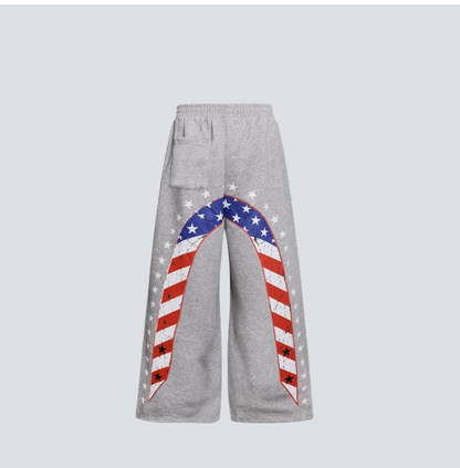 GY American-style star and flag letter print wide-leg sweatpants with e