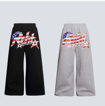 GY American-style star and flag letter print wide-leg sweatpants with e
