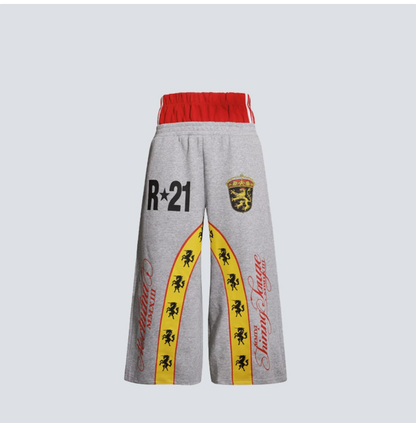 GY American-style double-waisted color-blocked sweatpants with ra