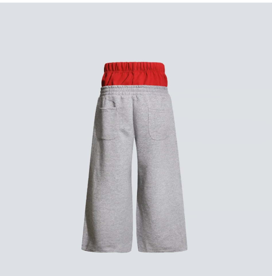 GY American-style double-waisted color-blocked sweatpants with ra