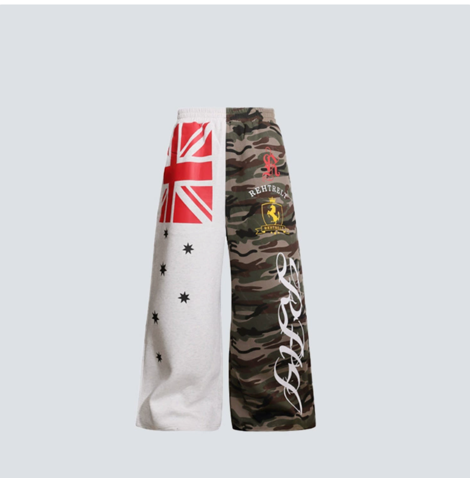 GY American-style patchwork Union Jack flag print sweatpants