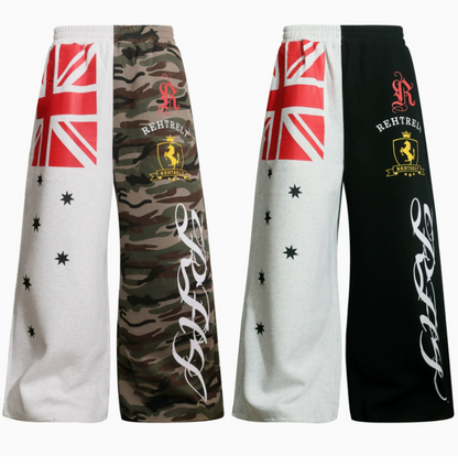GY American-style patchwork Union Jack flag print sweatpants