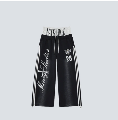 GY trendy hip-hop loose-fit printed sweatpants with contrasting double