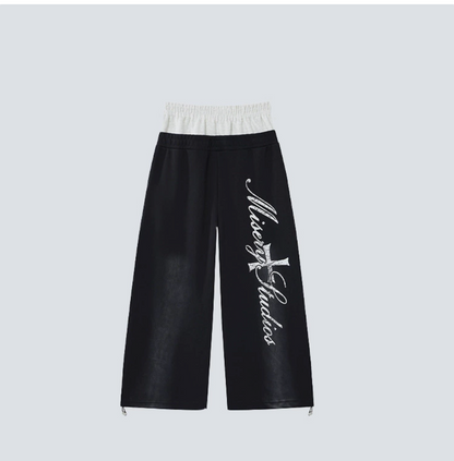 GY trendy hip-hop loose-fit printed sweatpants with contrasting double