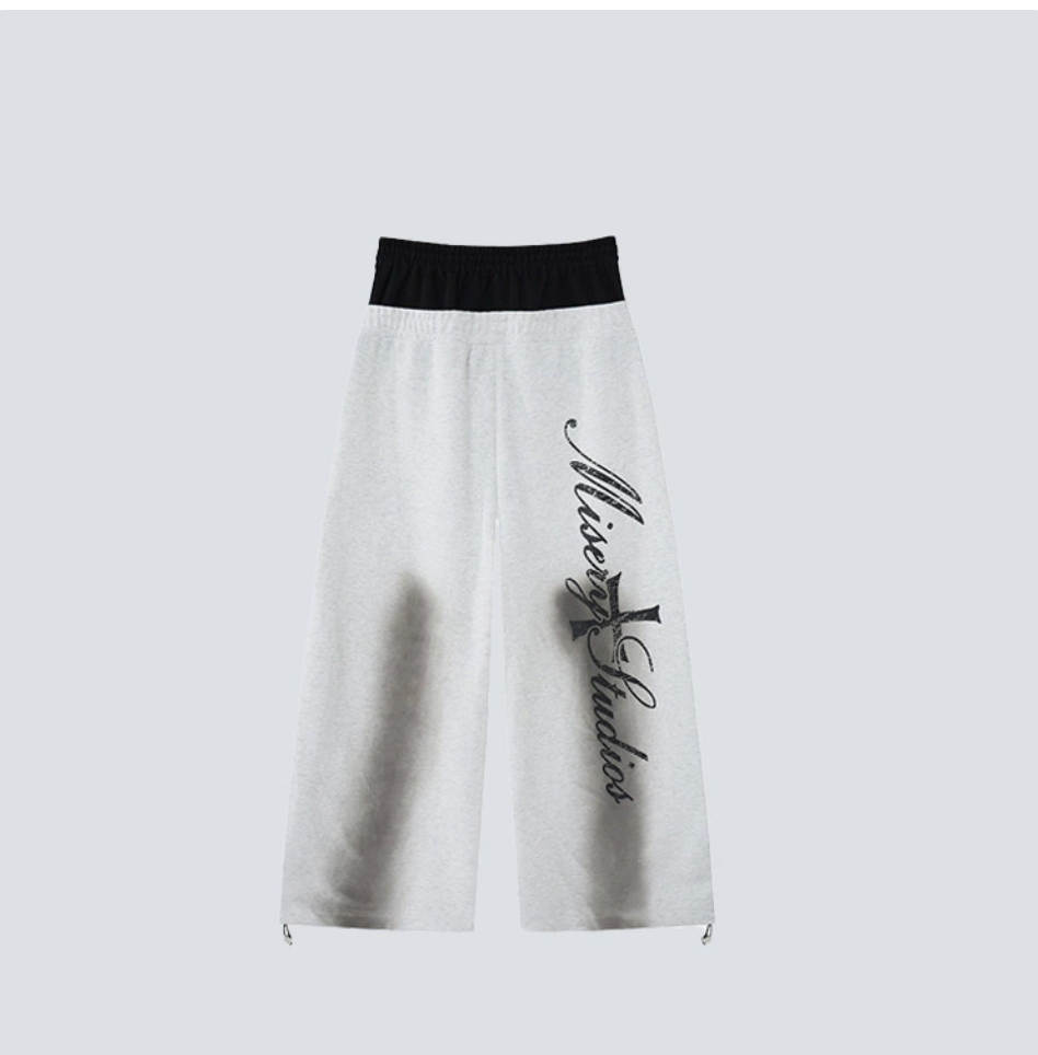 GY trendy hip-hop loose-fit printed sweatpants with contrasting double