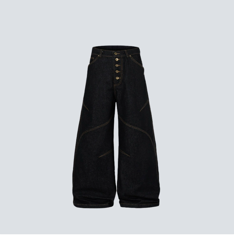 GY American-style deconstructed wide-leg jeans