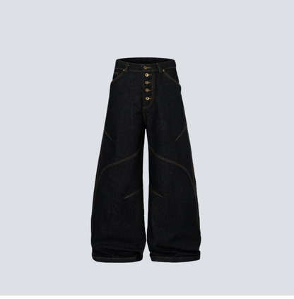 GY American-style deconstructed wide-leg jeans