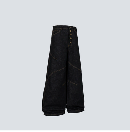 GY American-style deconstructed wide-leg jeans