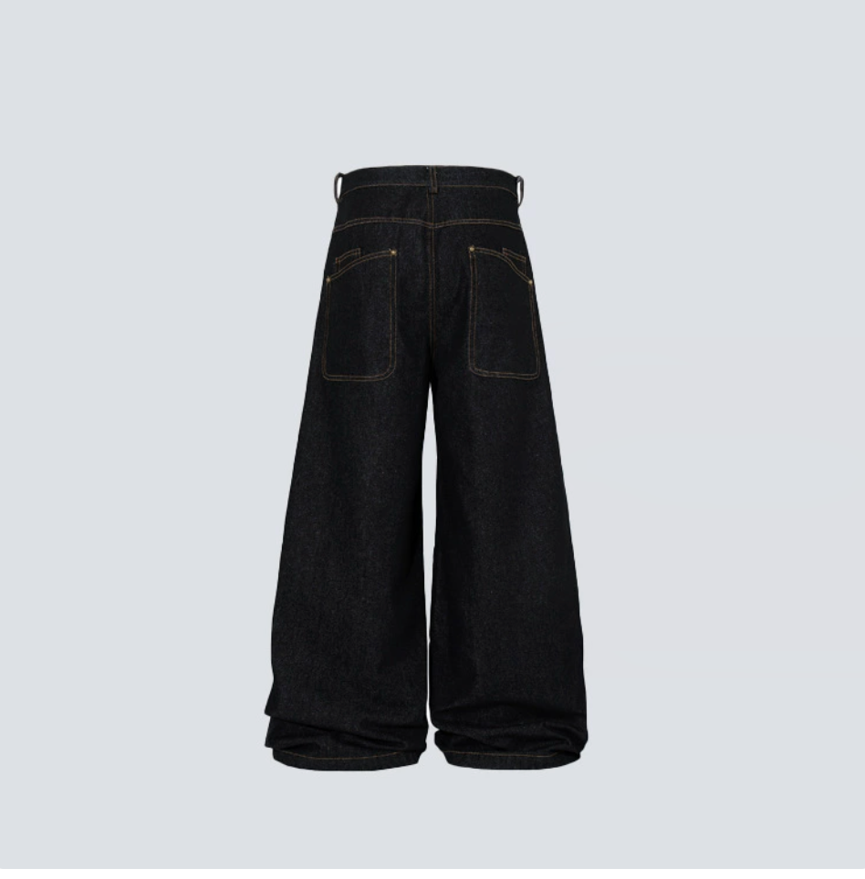 GY American-style deconstructed wide-leg jeans