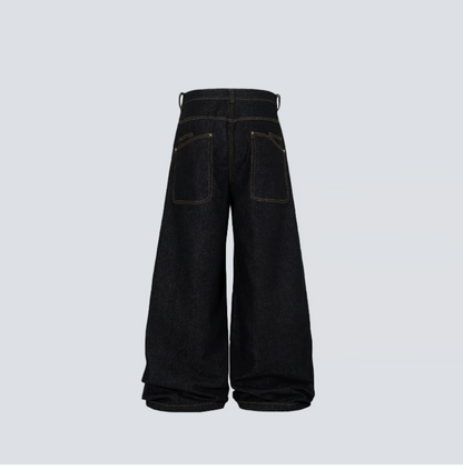 GY American-style deconstructed wide-leg jeans