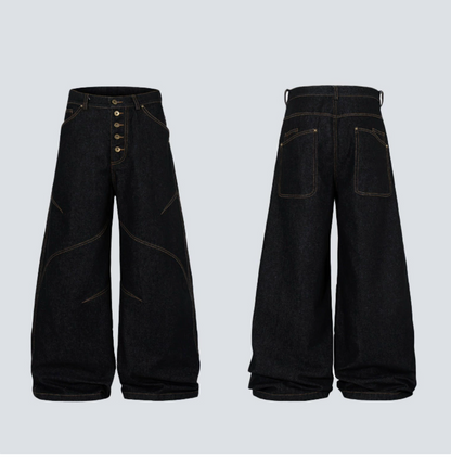 GY American-style deconstructed wide-leg jeans