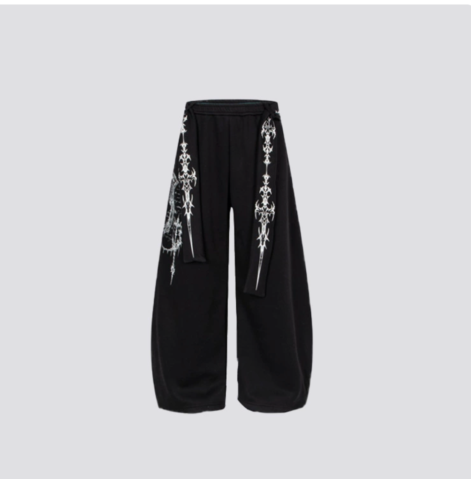 Gy American High Street Gothic Totem Wide-Leg Sweatpants with Ribb