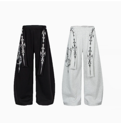 Gy American High Street Gothic Totem Wide-Leg Sweatpants with Ribb