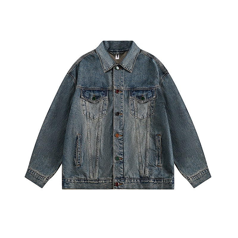 Jacket Distressed Denim Bleu