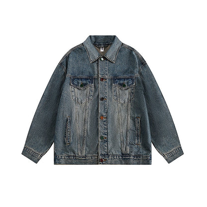 Jacket Distressed Denim Bleu