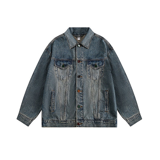 Jacket Distressed Denim Bleu