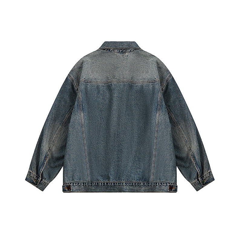 Jacket Distressed Denim Bleu