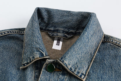 Jacket Distressed Denim Bleu