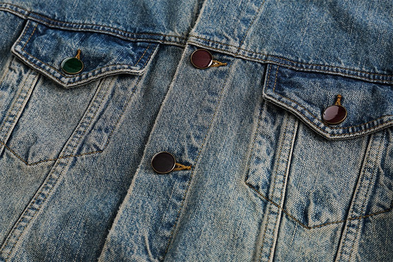 Jacket Distressed Denim Bleu