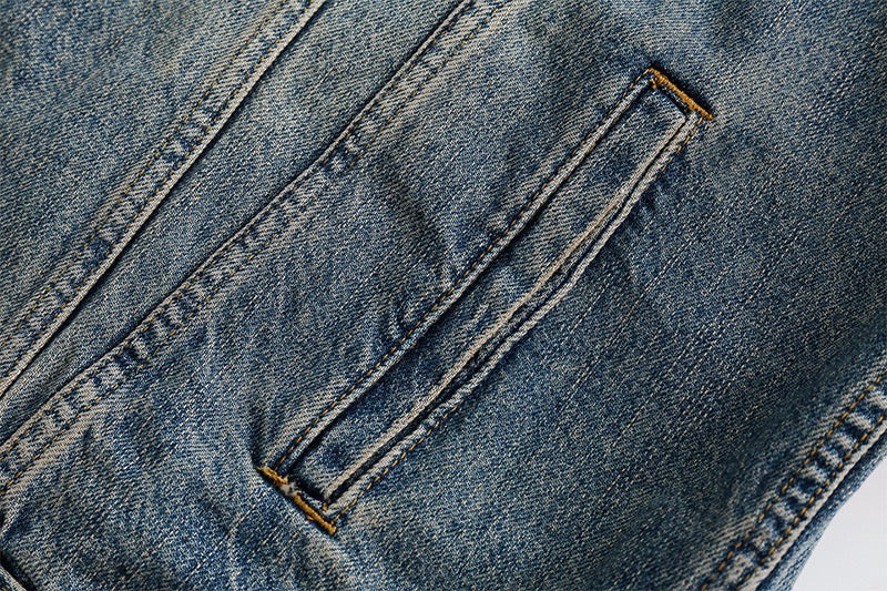 Jacket Distressed Denim Bleu