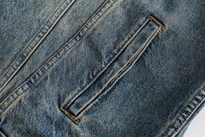 Jacket Distressed Denim Bleu