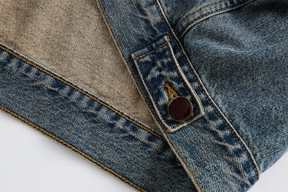 Jacket Distressed Denim Bleu