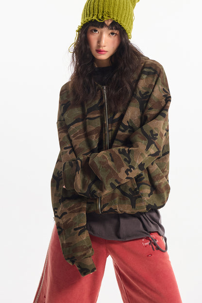Zip Camo Bomber