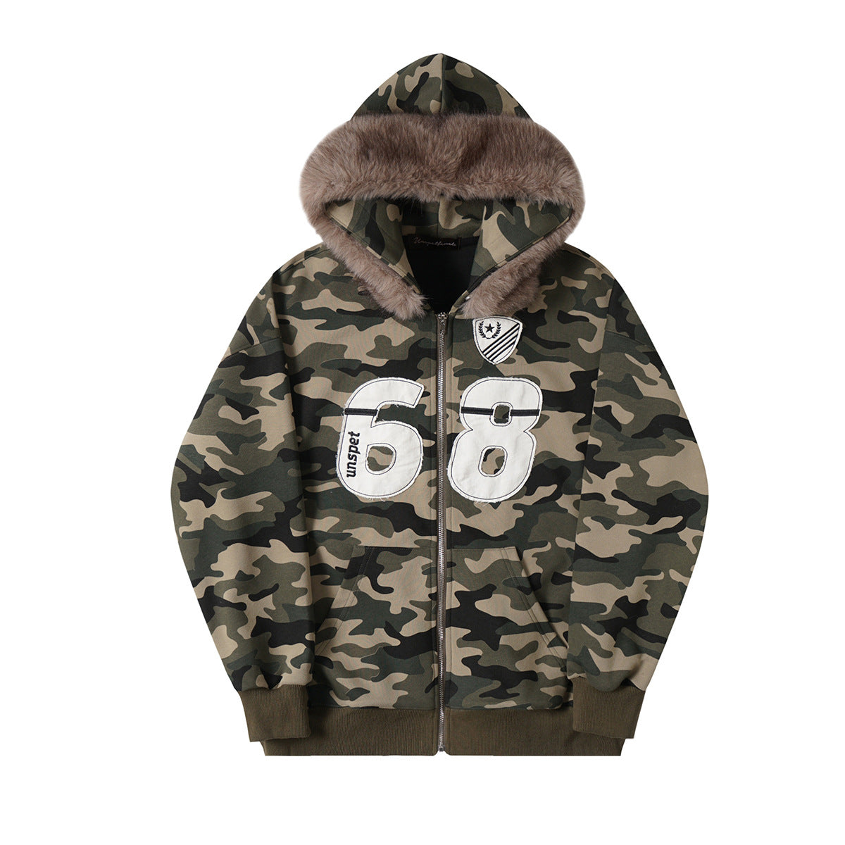 Zip Camo Fured