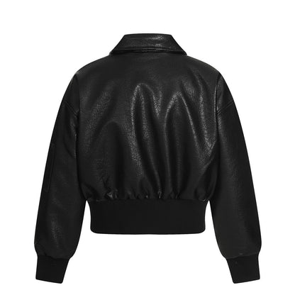 Jacket cuir Bomber Croped