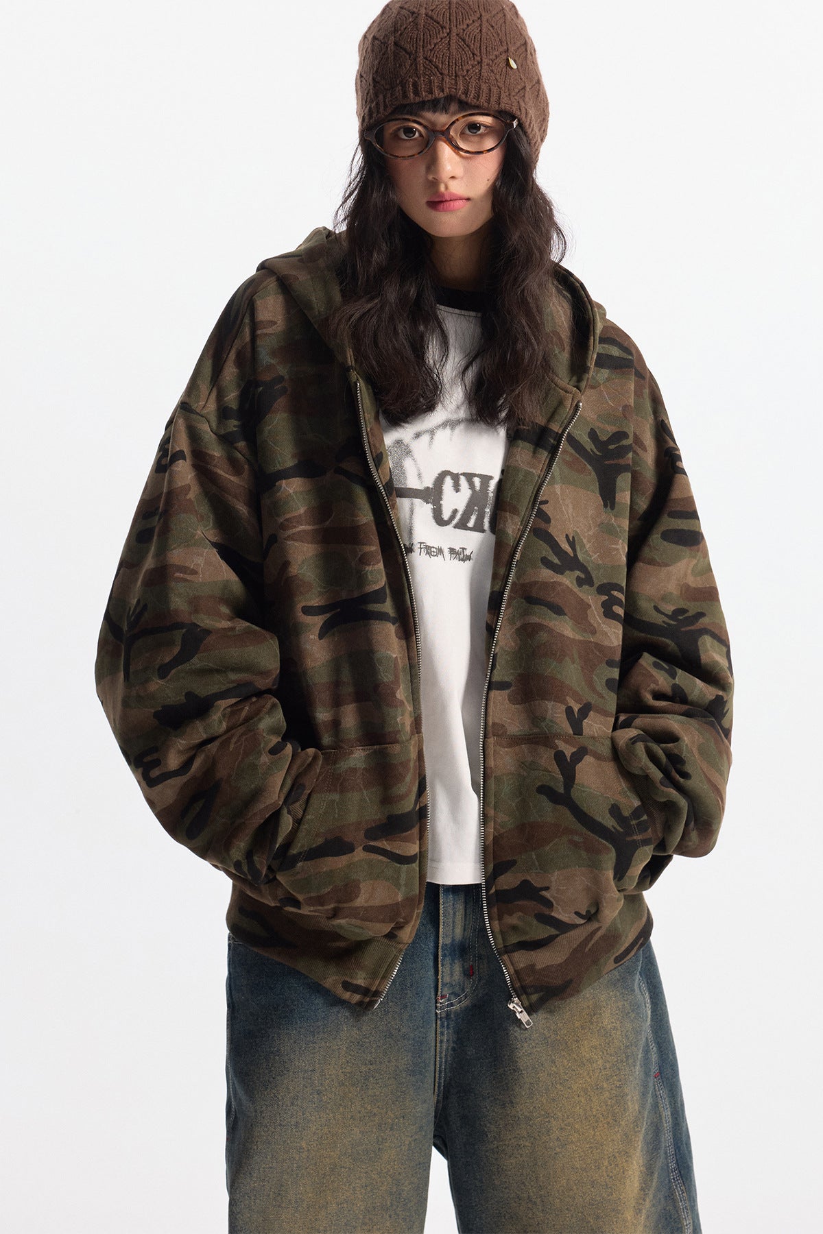 Zip Camo Bomber