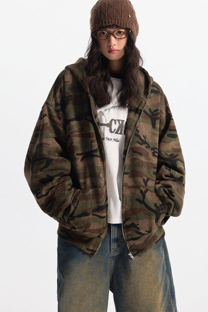 Zip Camo Bomber