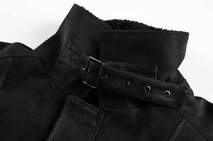 Jacket cuir CollarBelted