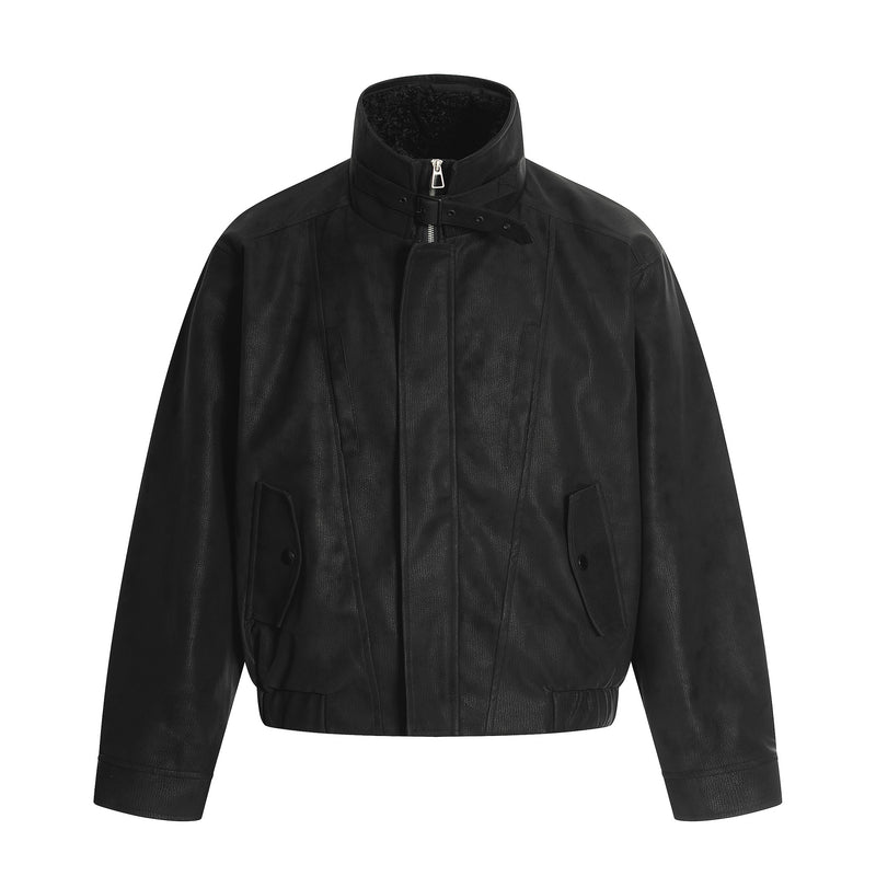 Jacket cuir CollarBelted