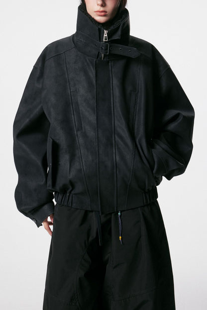 Jacket cuir CollarBelted