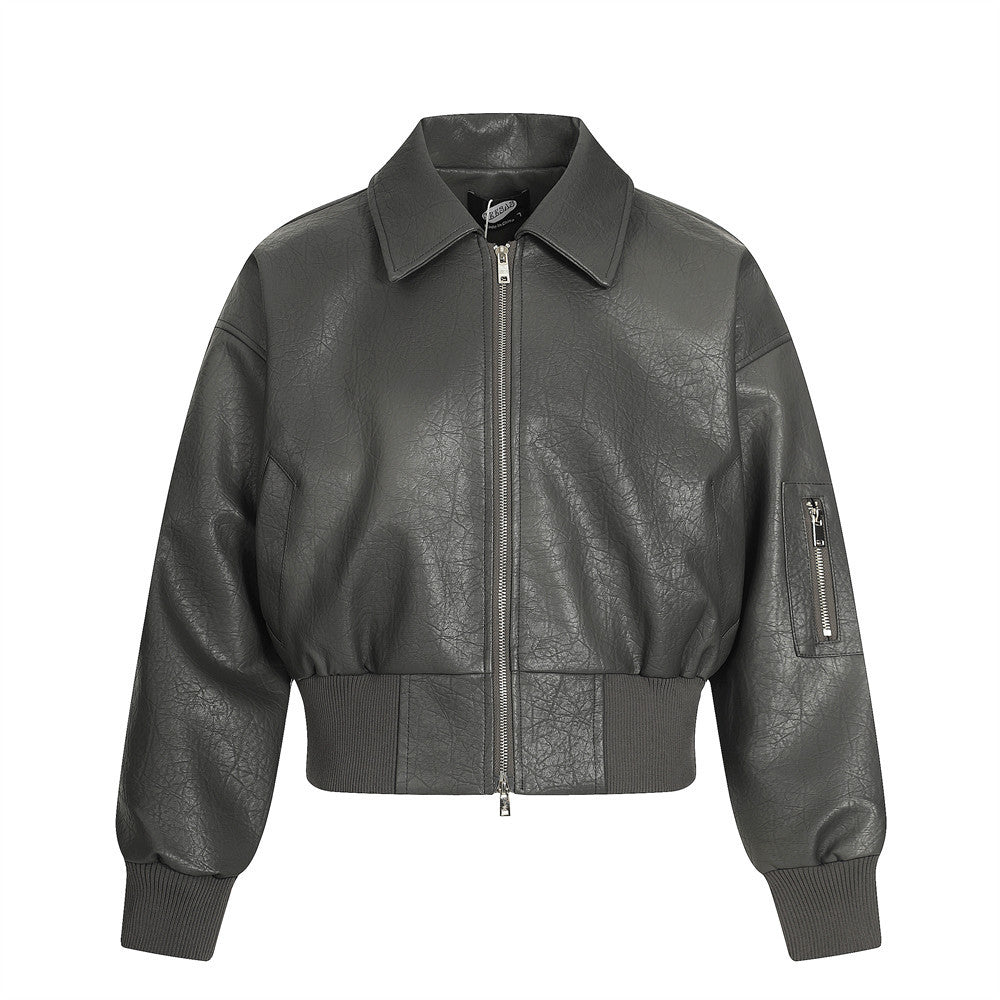 Jacket cuir Bomber Croped