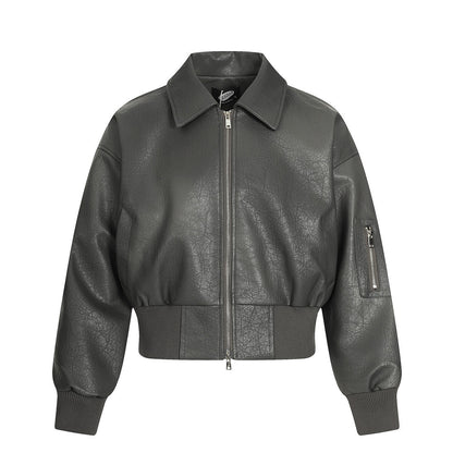 Jacket cuir Bomber Croped
