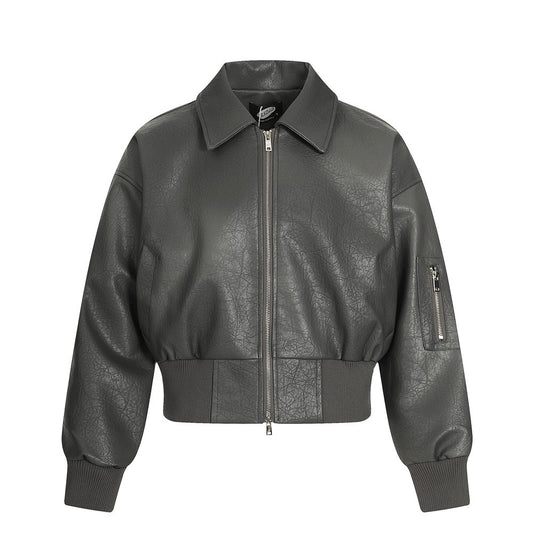 Jacket cuir Bomber Croped