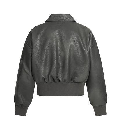 Jacket cuir Bomber Croped