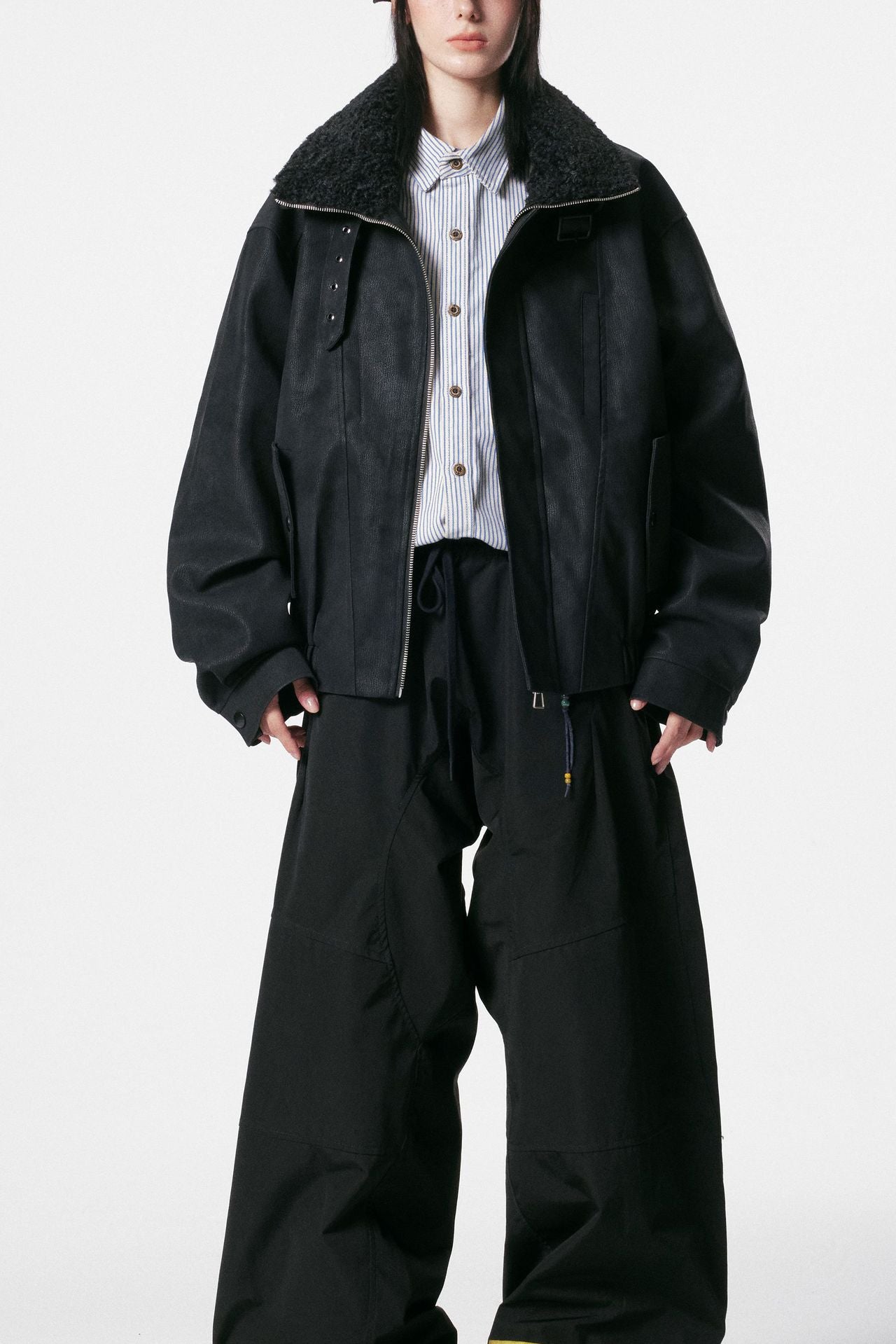 Jacket cuir CollarBelted