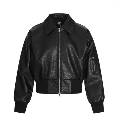 Jacket cuir Bomber Croped
