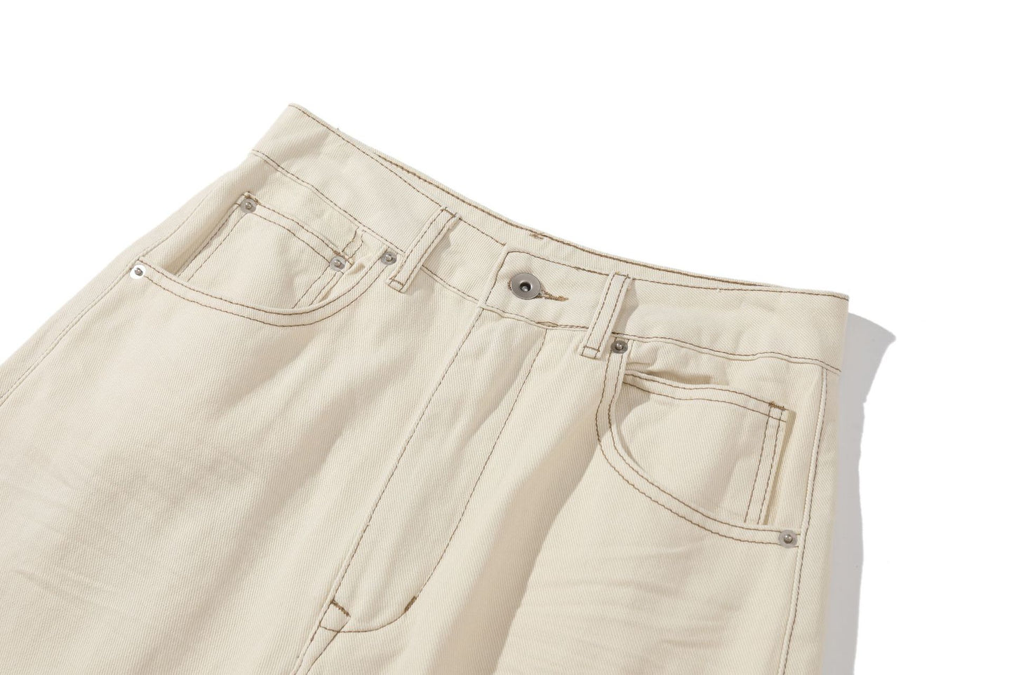 Jean Stytched Flared Beige