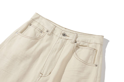 Jean Stytched Flared Beige