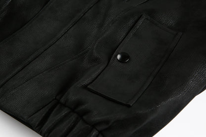 Jacket cuir CollarBelted